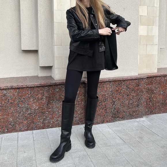 Zara leather knee high boots - Picture 2 of 10